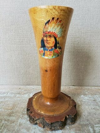 Vase Old Hickory Style Furniture Andirondack Antique Camp Folk Art Indian Chief