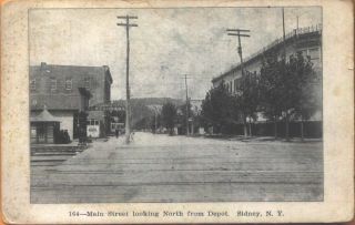 1923 Main Street Looking North From Depot Sidney York Ny Postcard View