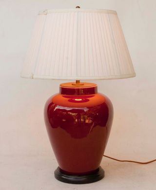 Vaughan Oxblood Red Sang De Boeuf Chinoiserie Large Table Lamp