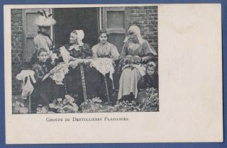Belgium Flanders Bobbin Lace Maker Women Old Postcard