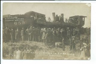 Mitchell Sd South Dakota Rppc Postcard C.  M.  & St.  P.  Train Wreck 2 Killed