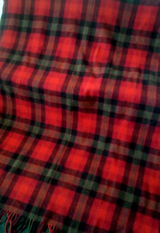 Pendleton Woolen Mills Red Plaid Fringe 68 " X51 " 100 Wool Robe Blanket Shawl