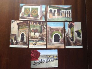 7 Postcards Morocco 6 X Rabat Medersa Kasbah Etc & Magreb Berber Horsemen