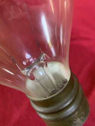 Antique c.  1890 Thomson - Houston T - H Base Light Bulb Blown Glass Tip Edison Patent 6