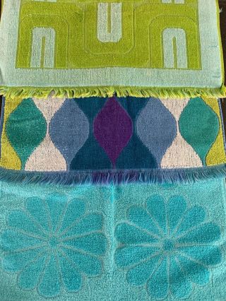 Vintage Hand Towels Pierre Cardin Fieldcrest Tastemaker Aqua,  Turquoise,  Lime 2