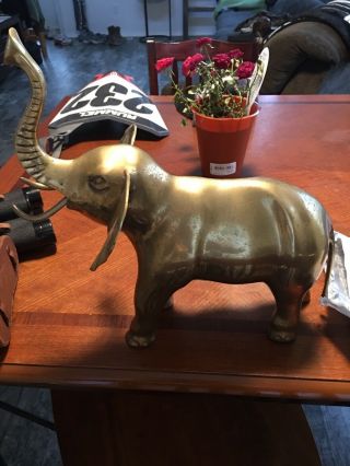 Vintage Solid Brass Elephant Figurine Made In Korea Collectible Figure Decor