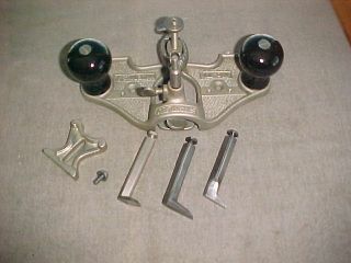 Stanley No 71 Router Plane Complete W/ 3 Cutters Fence,  Throat Device Usa Made