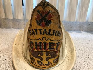 1930 Cairns Leather Presentation Battalion Chief Helmet Jersey City FD 8