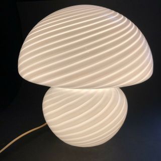 Mid Century Murano Glass Swirl Mushroom Table Lamp Vetri Murano Italy Venini