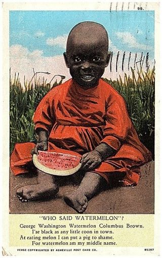 1928 Postcard Black Americana African American Little Girl Poem Watermelon