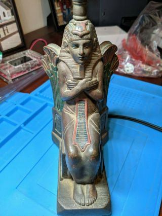 VINTAGE ART DECO ARMOR BRONZE EGYPTIAN REVIVAL Figural PHARAOH Lamp Rare 2