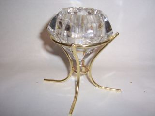 Partylite Crystal And Brass Solitaire For Tealight Or Votive Candle