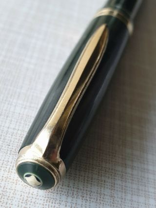 ⭐ Awesome FABER - CASTELL Green Osmia 883 Fountain pen Two - Tone Gold Nib 14k EF 3
