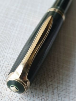 ⭐ Awesome FABER - CASTELL Green Osmia 883 Fountain pen Two - Tone Gold Nib 14k EF 4