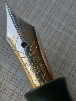 ⭐ Awesome FABER - CASTELL Green Osmia 883 Fountain pen Two - Tone Gold Nib 14k EF 7