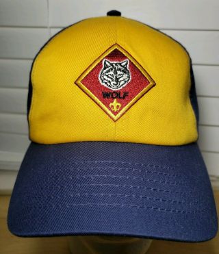 Boy Scout Wolf Cub Twill Hat Bsa Youth Hat Adjustable S/m Small Medium Nwt (t1)