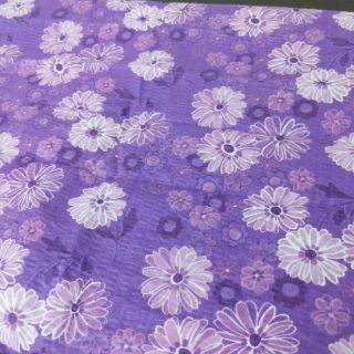 Purple Flower Fabric Retro Floral Daisy Print 4 Yards Sewing Material Seersucker