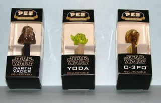 Pez Limited Edition Star Wars Crystal Set Of 3 - Darth Vader,  Yoda & C - 3po Mib