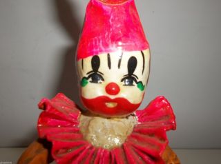 Vintage Mexican Folk Art De Sela Paper Mache Clown Christmas Ornament Figurine