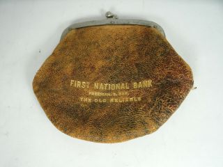 Vintage First National Bank Freeman,  South Dakota Leather Coin Purse