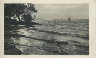 Balatoni Hangulat Balaton Lake Hungaru Real Photo Postcard 1950s Sailing