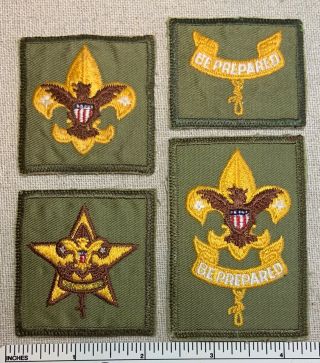 Vintage Boy Scout Rank Patches First Second Class Tenderfoot Star Gum Plastic Bk