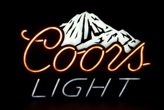 Coors Light Beer Rocky Mountain Man Cave Neon Light Bar Sign 21 " X29 " Large