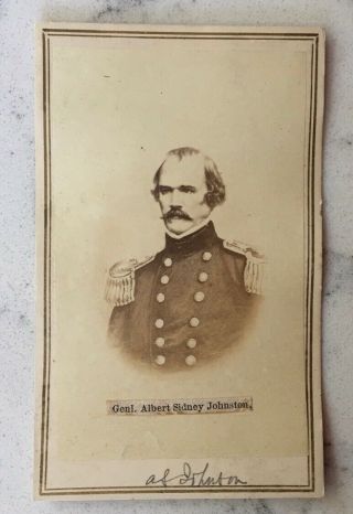 Antique Civil War Cdv Photograph Of General Albert Sidney Johnston Csa Anthony