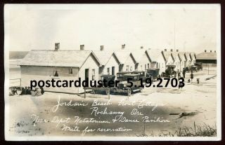 2703 - Rockaway Beach Oregon 1930s Summer Cottages.  Old Cars.  Real Photo Pc