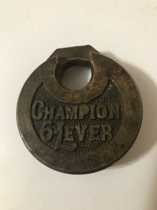 Antique MILLER CHAMPION 6 LEVER BRASS LOCK NO Key,  Yale Brass USA Dept? w/ Key 2