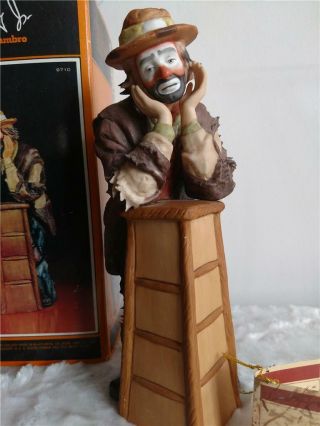 Flambro Emmett Kelly Jr Why Me? Hand Painted Porcelain Clown Figure w Box 3