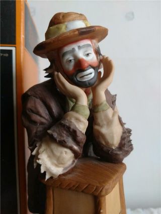 Flambro Emmett Kelly Jr Why Me? Hand Painted Porcelain Clown Figure w Box 5