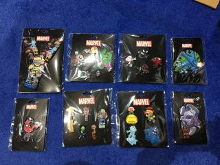 Sdcc 2019 Marvel Skottie Young Avengers X - Men Spider - Verse Gotg Complete Pin Set