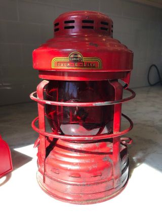 Antique Embury No.  25 Luck - E - Lite Utility Railroad Red Lantern