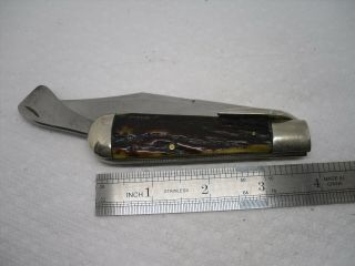 Old Marbles Safety Hunting Folding Knife - Stag Handles 4 " Blade C.  1920 - 1940 