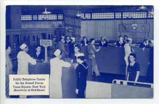 York City Ny Times Square,  Sailors,  Military Telephone Center,  1945