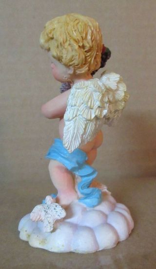 Bare Bottom Little Boy Angel Figurine - Holding a basket for a Small Candle 2