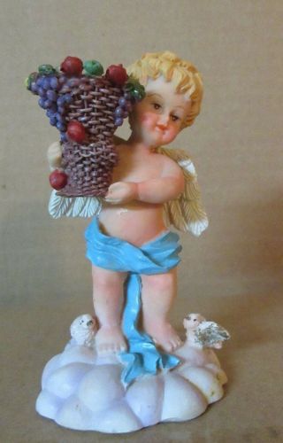 Bare Bottom Little Boy Angel Figurine - Holding a basket for a Small Candle 4
