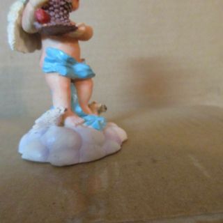 Bare Bottom Little Boy Angel Figurine - Holding a basket for a Small Candle 5