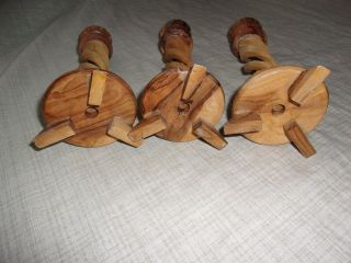 Vintage Twisted Carved Wood Taper Candle Stick Holders 8 1/2 
