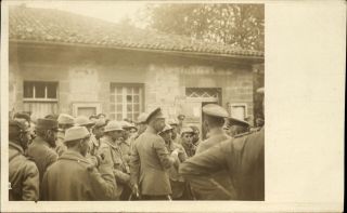 Wwi German? Soldiers And Officer Rppc Real Photo Feld Postkarte