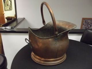 Antique Copper Coal Bucket Large Handmade,  Hand Hammered