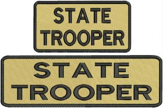 State Trooper Embroidery Patches 3x10 And 3x6 Hook Black And Tan