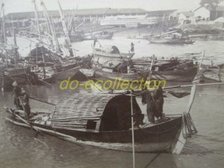 Vietnam Albumen Photo 1897 Sampan Boat On River Of Saigon Indochina Indochine