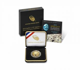 2019 W Apollo 11 50th Anniversary $5 Gold Commemorative Proof Coin Ogp Sku56544
