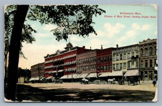 Northampton Ma Main Street Draper Hotel 1914 Antique Postcard