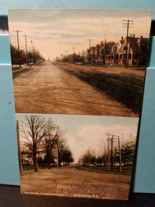 1909? Vintage Postcard Pc Dilworth And Piedmont Blvds Scenes Charlotte Nc