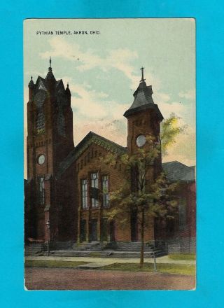 Vintage Postcard - Pythian Temple,  Akron,  Ohio