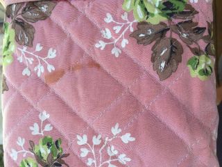 Vintage Pink Floral Twin Size Bedspread With Attached Solid Pink Dust Ruffle B 3
