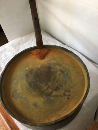 Antique Copper Cook Pan With Lid Steel Handle 2 Gallon Patena 3